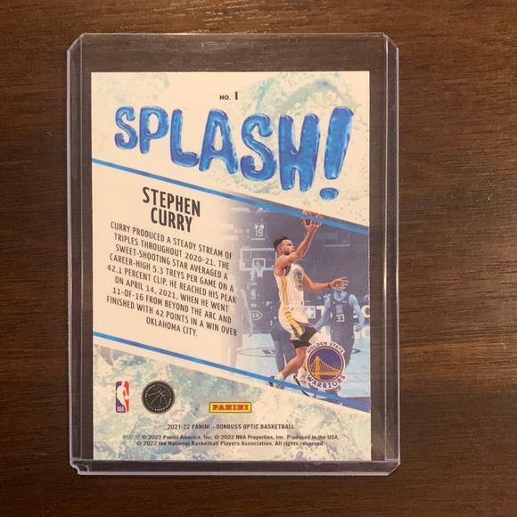 Steph Curry Optic Donruss Splash! Card #1 - Picture 2 of 2